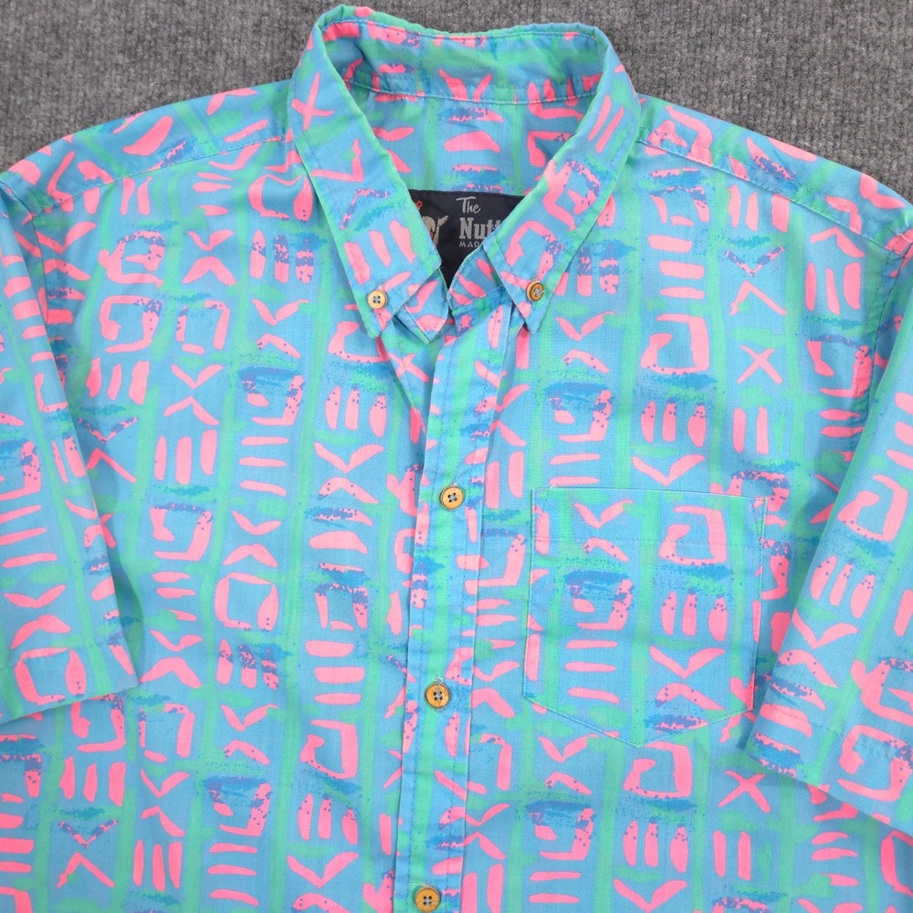 Chubbies The Nutter Shirt Mens M Blue Pink Retro Miami Vice AOP Short Sleeve